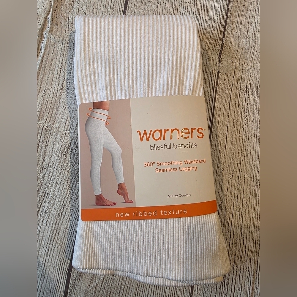 Warners Size XS Blissful Benefits White Ribbed Seamless Leggings Brand New